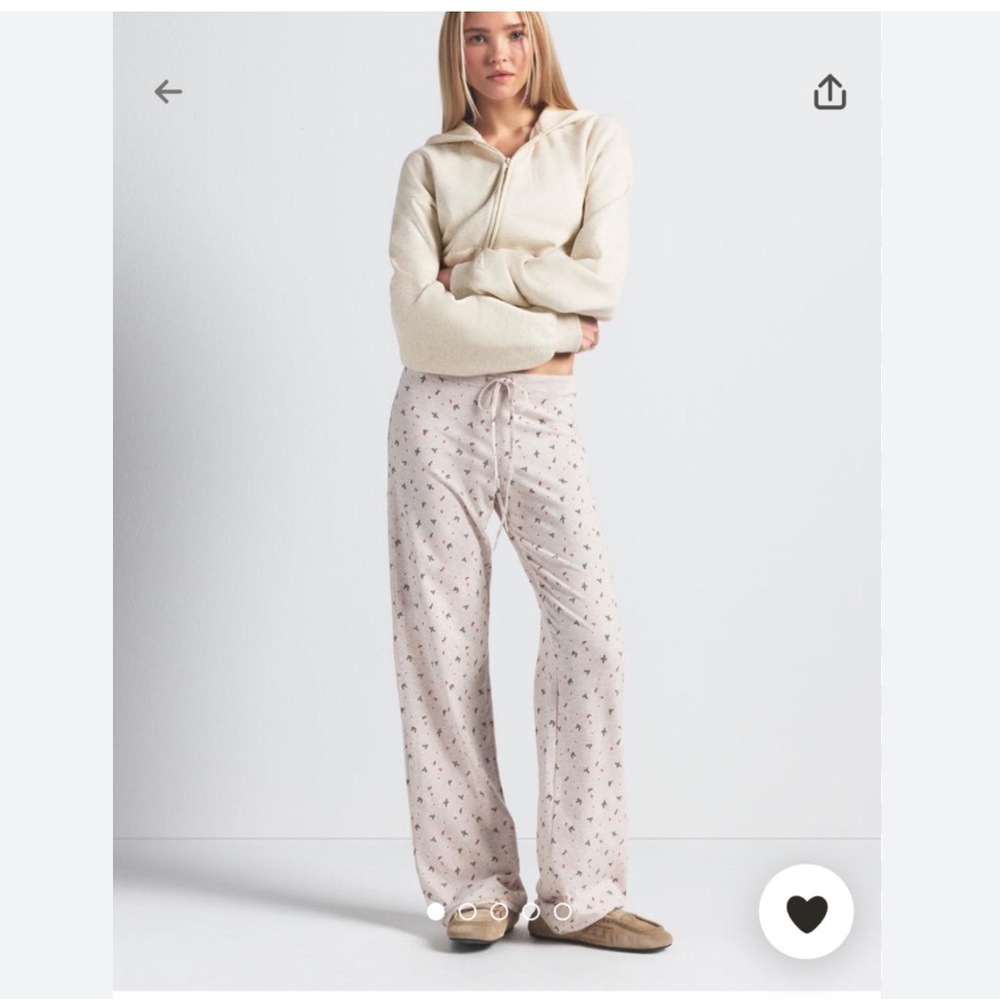 Skims Cotton Jersey Long Pant Oatmeal Heather Holly Print Size: XS
